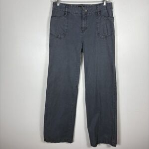 Georgiou Studio Women's 12 Gray White Pinstripe Straight Wide Leg Chino Pants